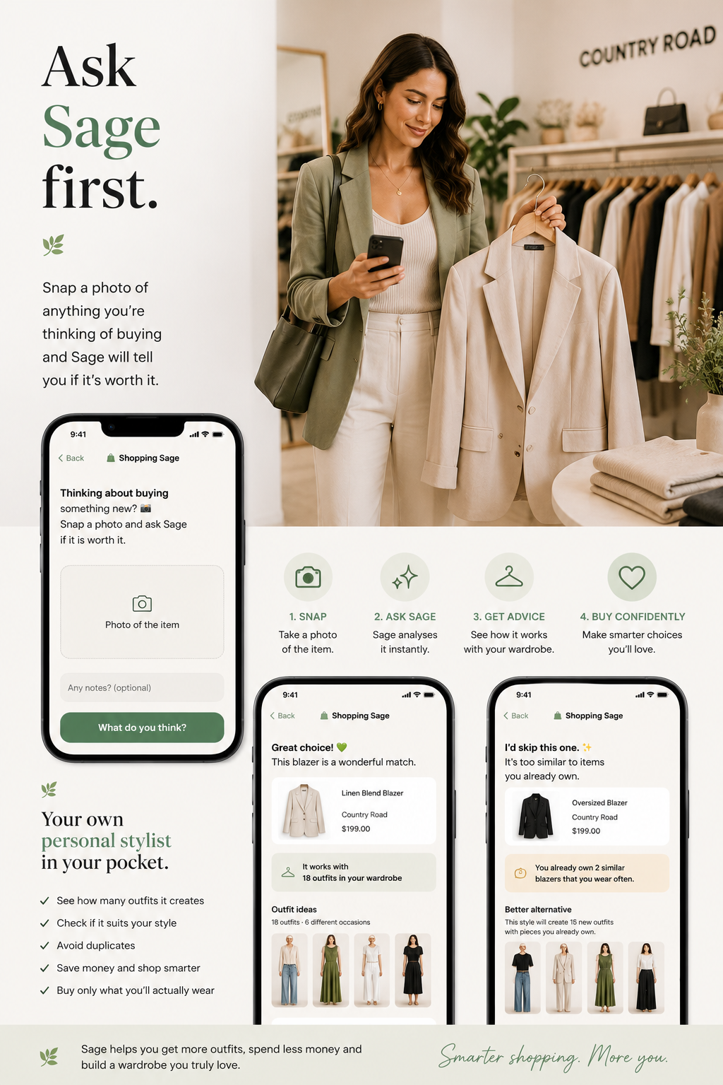 Personal stylist app — get shopping advice, avoid duplicate clothes, and build a wardrobe you will wear